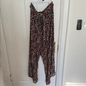 Fun & Flirty Flowy Pants with Front Zip & Tie